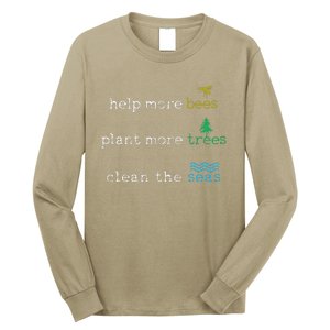 Earth Day Save The Bees Seas And Plant Trees Long Sleeve Shirt