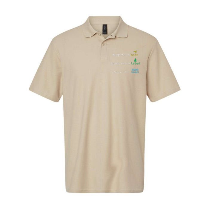 Earth Day Save The Bees Seas And Plant Trees Softstyle Adult Sport Polo