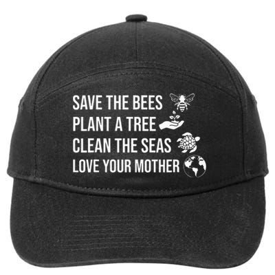 Earth Day Save the Bees Plant More Trees Clean the Seas 7-Panel Snapback Hat