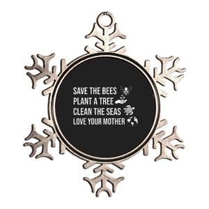 Earth Day Save the Bees Plant More Trees Clean the Seas Metallic Star Ornament