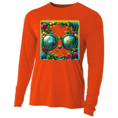 Earth Day Sunglass Wind Power Green Tree Climate Awareness Funny Gift Cooling Performance Long Sleeve Crew