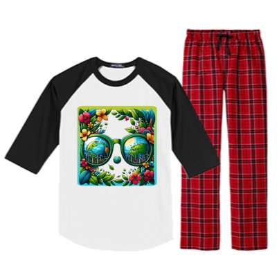 Earth Day Sunglass Wind Power Green Tree Climate Awareness Funny Gift Raglan Sleeve Pajama Set