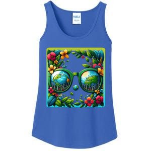 Earth Day Sunglass Wind Power Green Tree Climate Awareness Funny Gift Ladies Essential Tank