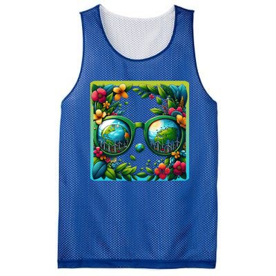 Earth Day Sunglass Wind Power Green Tree Climate Awareness Funny Gift Mesh Reversible Basketball Jersey Tank