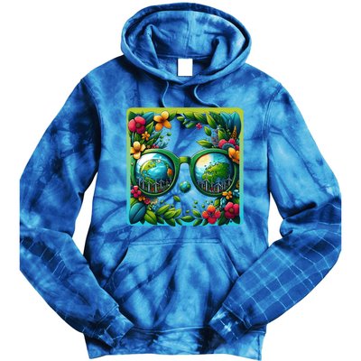 Earth Day Sunglass Wind Power Green Tree Climate Awareness Funny Gift Tie Dye Hoodie