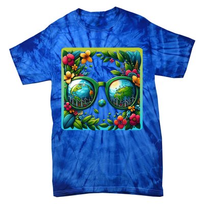 Earth Day Sunglass Wind Power Green Tree Climate Awareness Funny Gift Tie-Dye T-Shirt