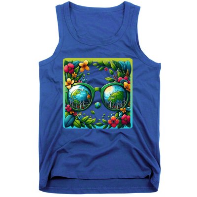 Earth Day Sunglass Wind Power Green Tree Climate Awareness Funny Gift Tank Top