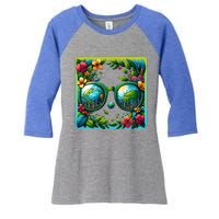 Earth Day Sunglass Wind Power Green Tree Climate Awareness Funny Gift Women's Tri-Blend 3/4-Sleeve Raglan Shirt