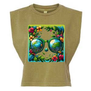 Earth Day Sunglass Wind Power Green Tree Climate Awareness Funny Gift Garment-Dyed Women's Muscle Tee