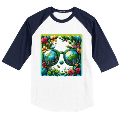 Earth Day Sunglass Wind Power Green Tree Climate Awareness Funny Gift Baseball Sleeve Shirt