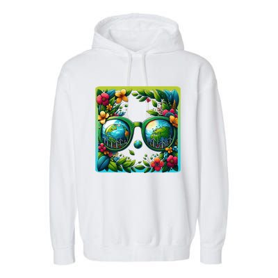 Earth Day Sunglass Wind Power Green Tree Climate Awareness Funny Gift Garment-Dyed Fleece Hoodie