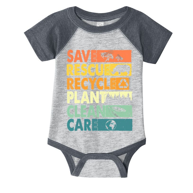 Earth Day Save Bees Recycle Plastics Rescue Animals Infant Baby Jersey Bodysuit