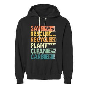 Earth Day Save Bees Rescue Animals Recycle Plastics Garment-Dyed Fleece Hoodie