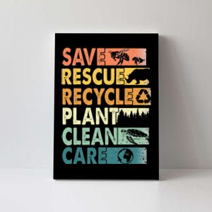 Earth Day Save Bees Rescue Animals Recycle Plastics Canvas