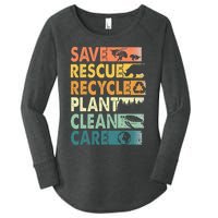 Earth Day Save Bees Rescue Animals Recycle Plastics Women's Perfect Tri Tunic Long Sleeve Shirt