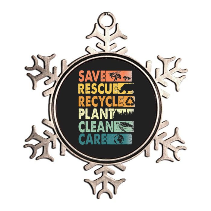 Earth Day Save Bees Rescue Animals Recycle Plastics Metallic Star Ornament