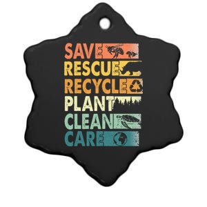 Earth Day Save Bees Rescue Animals Recycle Plastics Ceramic Star Ornament