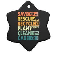 Earth Day Save Bees Rescue Animals Recycle Plastics Ceramic Star Ornament