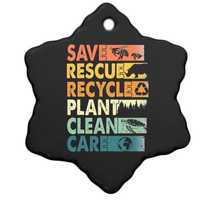 Earth Day Save Bees Rescue Animals Recycle Plastics Ceramic Star Ornament