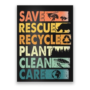 Earth Day Save Bees Rescue Animals Recycle Plastics Poster