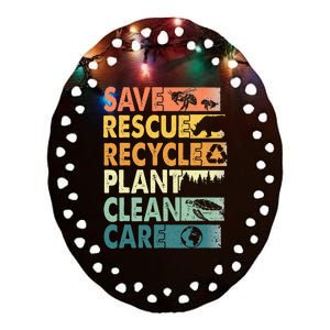 Earth Day Save Bees Rescue Animals Recycle Plastics Ceramic Oval Ornament