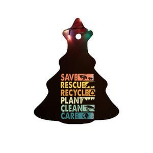 Earth Day Save Bees Rescue Animals Recycle Plastics Ceramic Tree Ornament