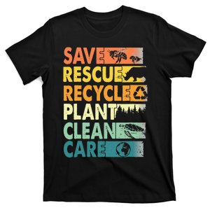 Earth Day Save Bees Recycle Plastics Rescue Animals T-Shirt