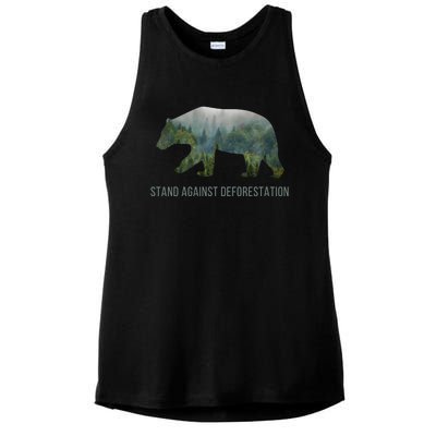 Earth Day Stand Against Deforestation Bear Cool Gift Ladies PosiCharge Tri-Blend Wicking Tank