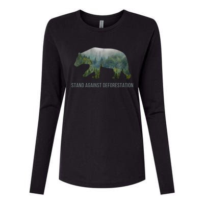 Earth Day Stand Against Deforestation Bear Cool Gift Womens Cotton Relaxed Long Sleeve T-Shirt