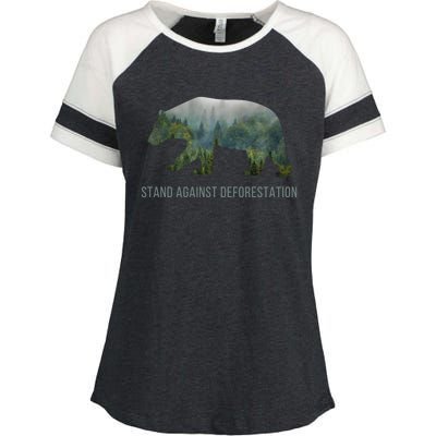 Earth Day Stand Against Deforestation Bear Cool Gift Enza Ladies Jersey Colorblock Tee