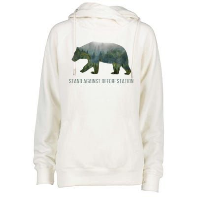 Earth Day Stand Against Deforestation Bear Cool Gift Womens Funnel Neck Pullover Hood