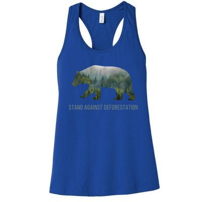 Earth Day Stand Against Deforestation Bear Cool Gift Women's Racerback Tank