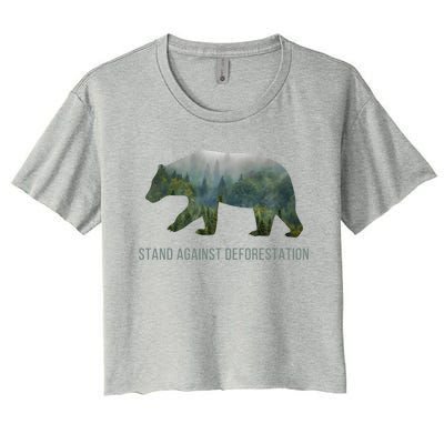 Earth Day Stand Against Deforestation Bear Cool Gift Women's Crop Top Tee