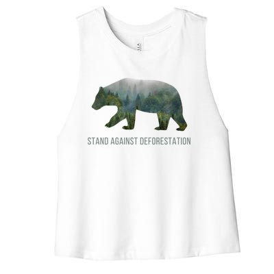 Earth Day Stand Against Deforestation Bear Cool Gift Women's Racerback Cropped Tank