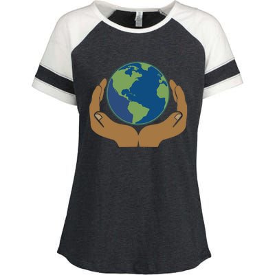 Earth Day Science Teacher Geology Geologist Globe Map Gift Cool Gift Enza Ladies Jersey Colorblock Tee