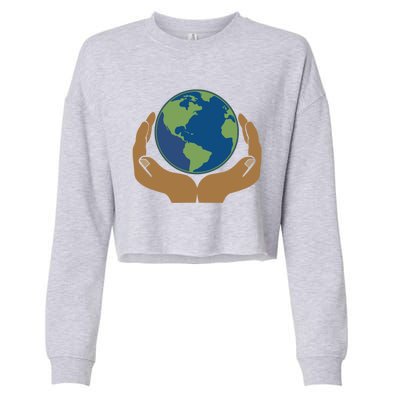 Earth Day Science Teacher Geology Geologist Globe Map Gift Cool Gift Cropped Pullover Crew