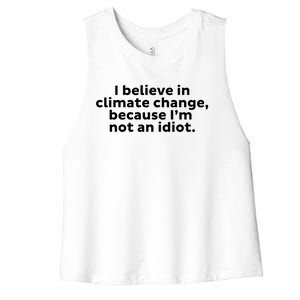 Earth Day Save The Planet I Believe In Climate Change Meaningful Gift Women's Racerback Cropped Tank