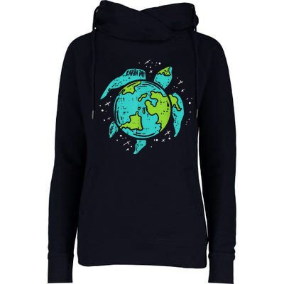 Earth Day Sea Turtle Save The Planet Cute Womens Funnel Neck Pullover Hood