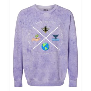 Earth Day Save The Bees Plant More Trees Clean The Seas Colorblast Crewneck Sweatshirt