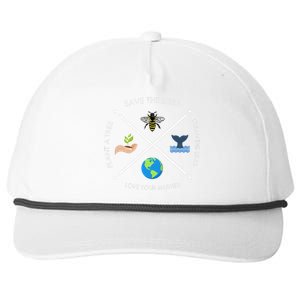 Earth Day Save The Bees Plant More Trees Clean The Seas Snapback Five-Panel Rope Hat