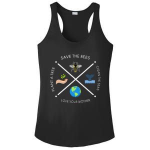 Earth Day Save The Bees Plant More Trees Clean The Seas Ladies PosiCharge Competitor Racerback Tank