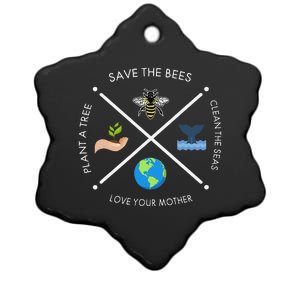 Earth Day Save The Bees Plant More Trees Clean The Seas Ceramic Star Ornament