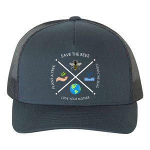 Earth Day Save The Bees Plant More Trees Clean The Seas Yupoong Adult 5-Panel Trucker Hat