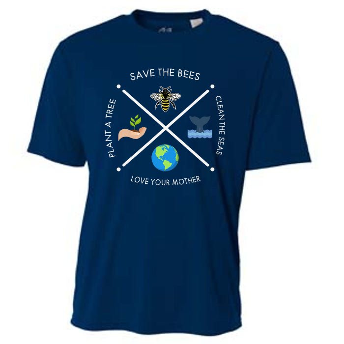 Earth Day Save The Bees Plant More Trees Clean The Seas Cooling Performance Crew T-Shirt