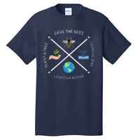 Earth Day Save The Bees Plant More Trees Clean The Seas Tall T-Shirt