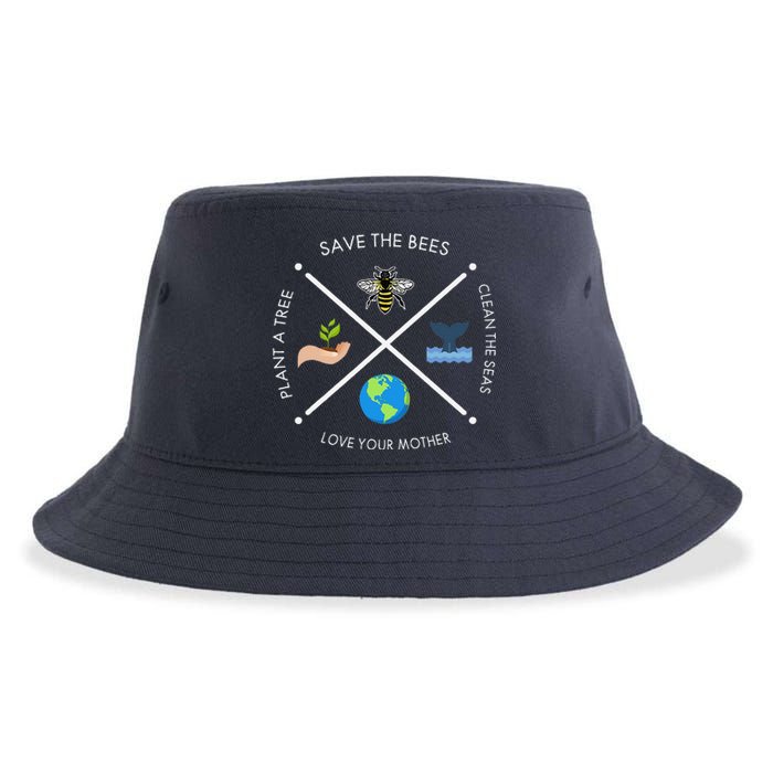 Earth Day Save The Bees Plant More Trees Clean The Seas Sustainable Bucket Hat