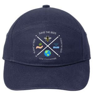 Earth Day Save The Bees Plant More Trees Clean The Seas 7-Panel Snapback Hat