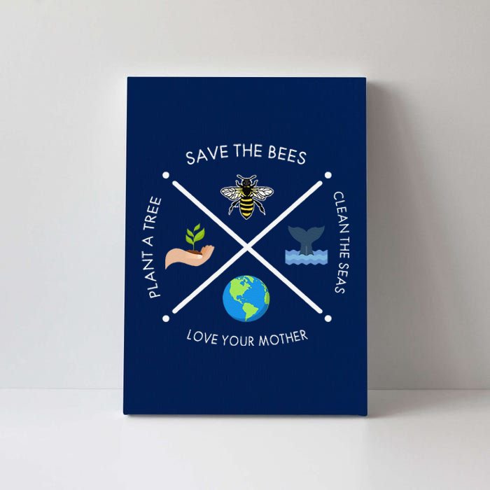 Earth Day Save The Bees Plant More Trees Clean The Seas Canvas