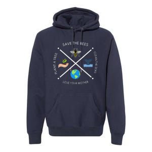 Earth Day Save The Bees Plant More Trees Clean The Seas Premium Hoodie