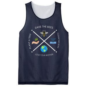 Earth Day Save The Bees Plant More Trees Clean The Seas Mesh Reversible Basketball Jersey Tank